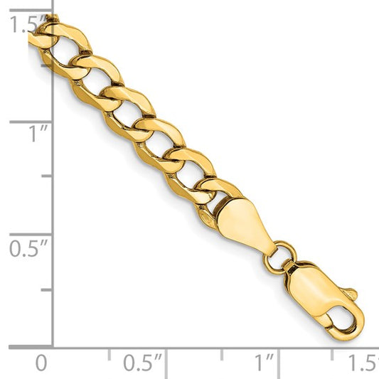 10kt Yellow Gold 5.25mm Semi-Solid Curb Link Chain