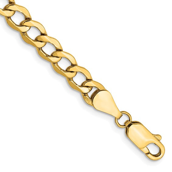 10kt Yellow Gold 5.25mm Semi-Solid Curb Link Chain