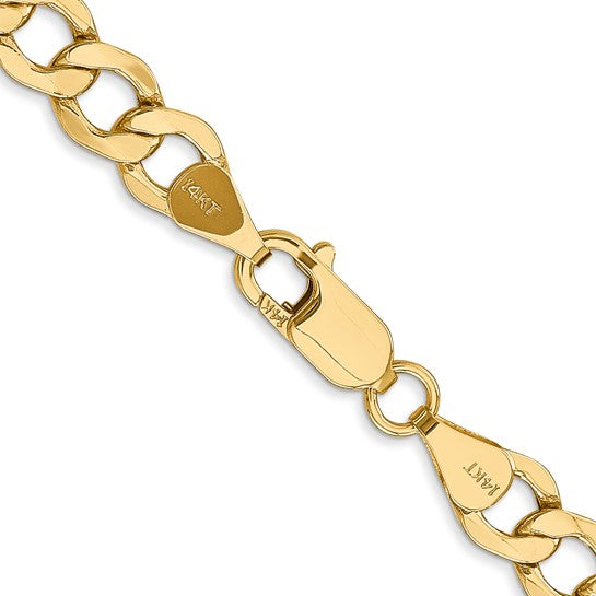 10kt Yellow Gold 6.5mm Semi-Solid Curb Link Chain