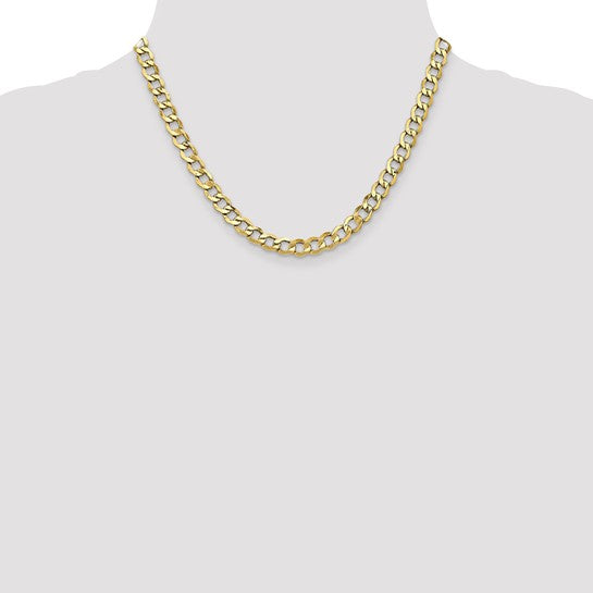 10kt Yellow Gold 6.5mm Semi-Solid Curb Link Chain