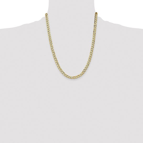 10kt Yellow Gold 6.5mm Semi-Solid Curb Link Chain