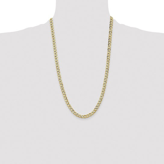 10kt Yellow Gold 6.5mm Semi-Solid Curb Link Chain