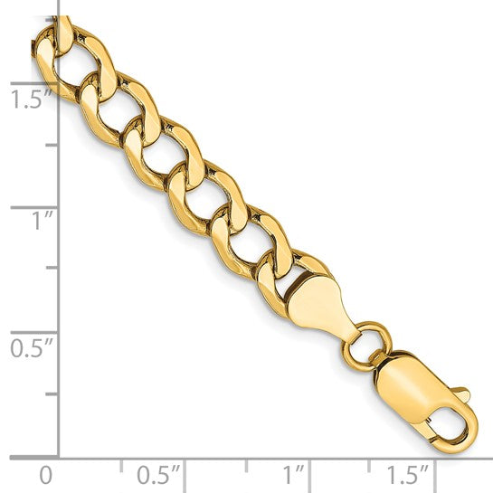 10kt Yellow Gold 6.5mm Semi-Solid Curb Link Chain