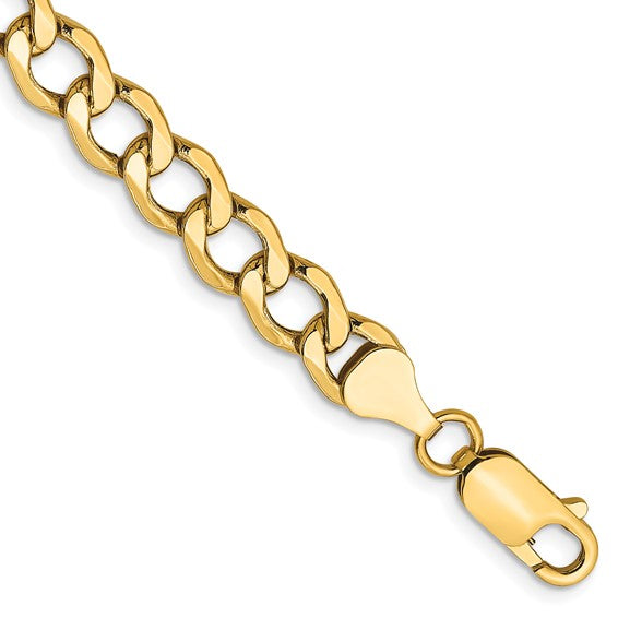 10kt Yellow Gold 6.5mm Semi-Solid Curb Link Chain