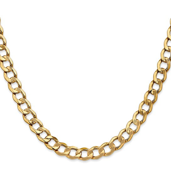 10kt Yellow Gold 7mm Semi-Solid Curb Link Chain