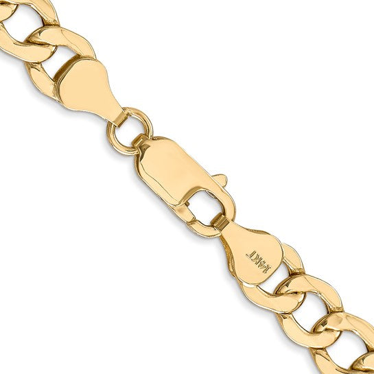 10kt Yellow Gold 7mm Semi-Solid Curb Link Chain
