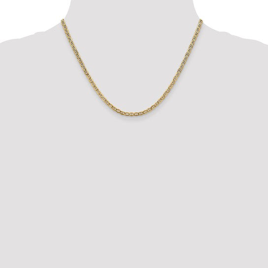 10kt Yellow Gold 3.2mm Semi-Solid Anchor Chain