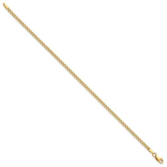 10kt Yellow Gold 2.5mm Semi-Solid Curb Link Chain Anklet