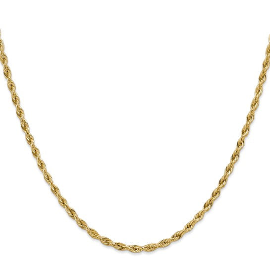 10kt Yellow Gold 3mm Semi-Solid Rope Chain