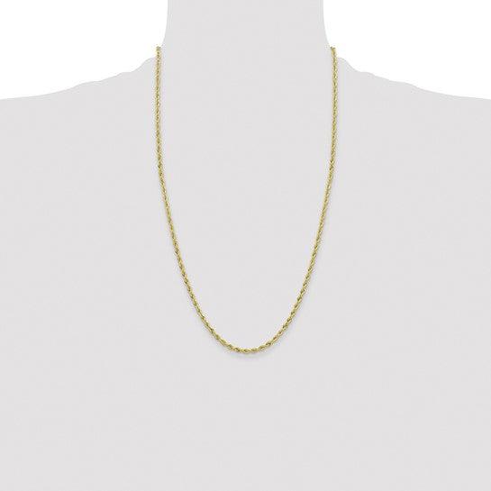 10kt Yellow Gold 3mm Semi-Solid Rope Chain