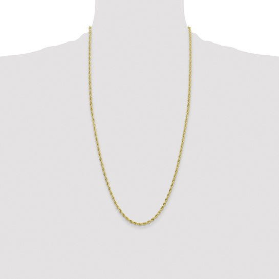 10kt Yellow Gold 3mm Semi-Solid Rope Chain
