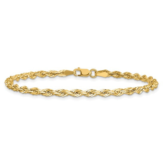 10kt Yellow Gold 3mm Semi-Solid Rope Chain