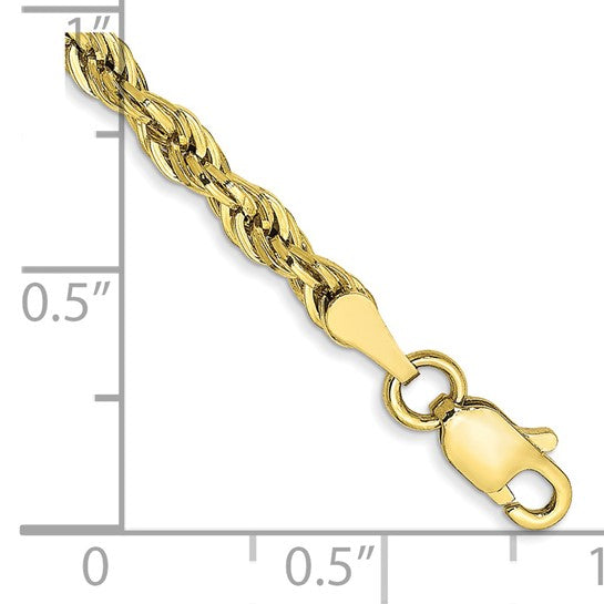 10kt Yellow Gold 3mm Semi-Solid Rope Chain