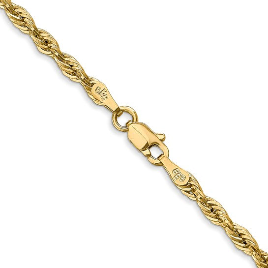 10kt Yellow Gold 2.8mm Semi-Solid Rope Chain
