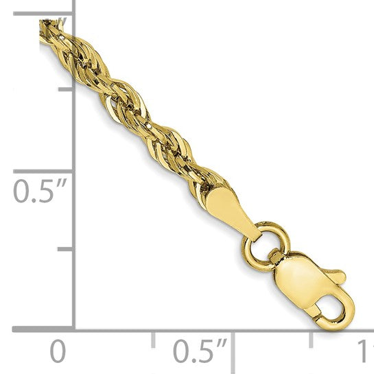 10kt Yellow Gold 2.8mm Semi-Solid Rope Chain