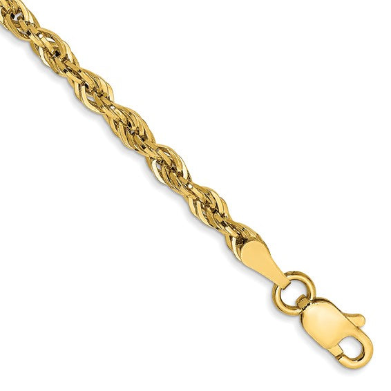 10kt Yellow Gold 2.8mm Semi-Solid Rope Chain