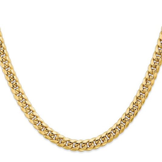10kt Yellow Gold 6.75mm Semi-Solid Miami Cuban Chain