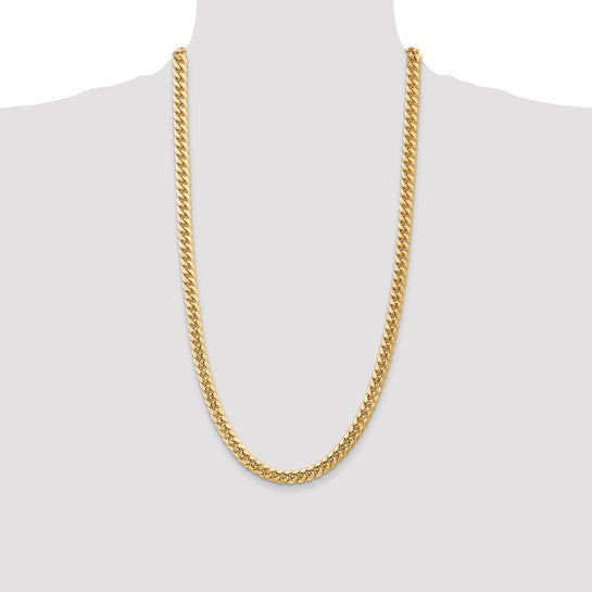 10kt Yellow Gold 6.75mm Semi-Solid Miami Cuban Chain
