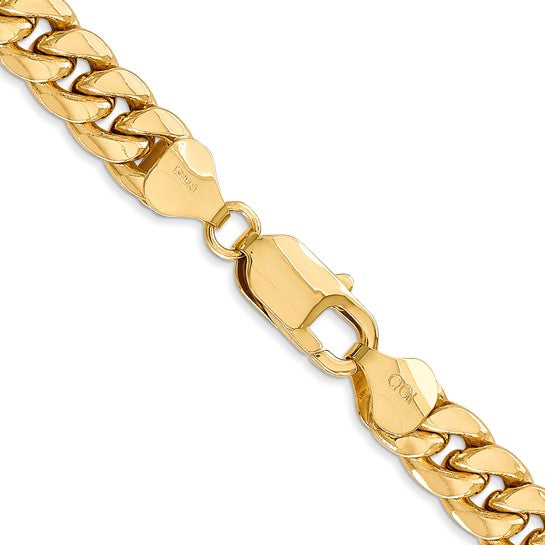 10kt Yellow Gold 20 Inch, 7.3mm Semi-Solid Miami Cuban Chain With Lobster Clasp