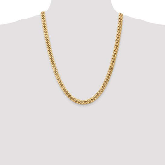 10kt Yellow Gold 7.3mm Semi-Solid Miami Cuban Chain