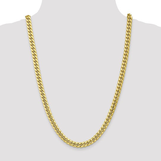 10kt Yellow Gold 7.3mm Semi-Solid Miami Cuban Chain