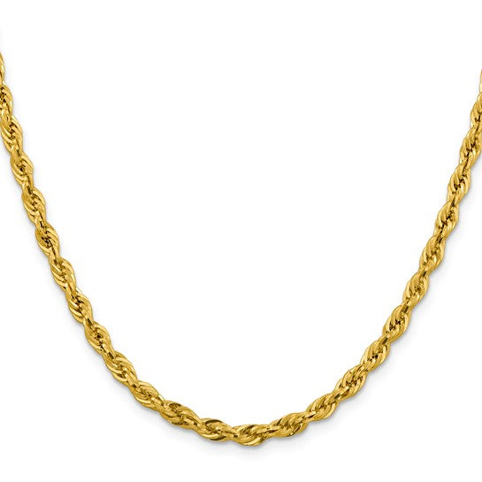 10kt Yellow Gold 4.25mm Semi-Solid Rope Chain