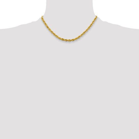 10kt Yellow Gold 4.25mm Semi-Solid Rope Chain