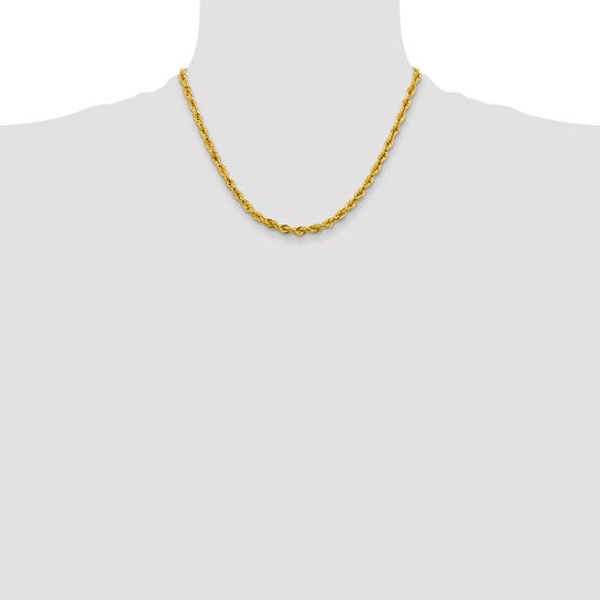 10kt Yellow Gold 4.25mm Semi-Solid Rope Chain