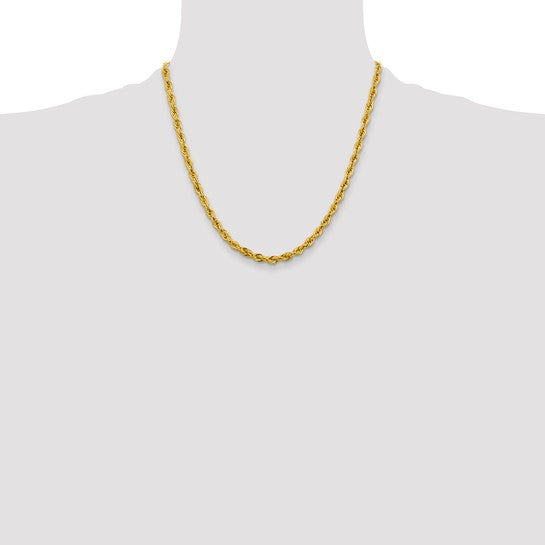 10kt Yellow Gold 4.25mm Semi-Solid Rope Chain