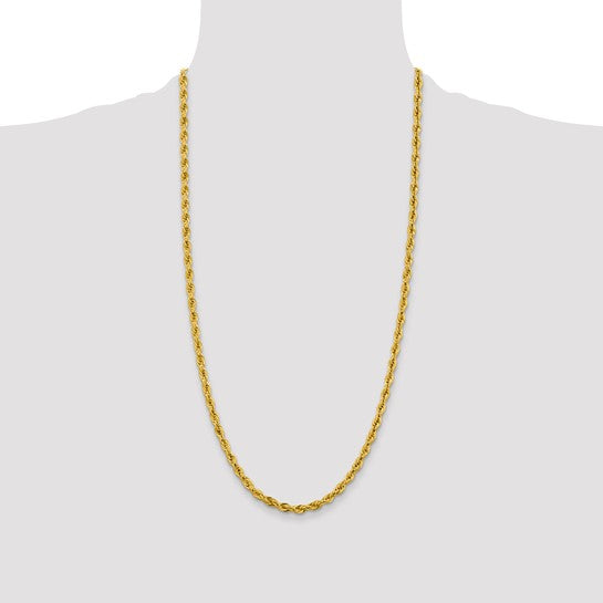 10kt Yellow Gold 4.25mm Semi-Solid Rope Chain