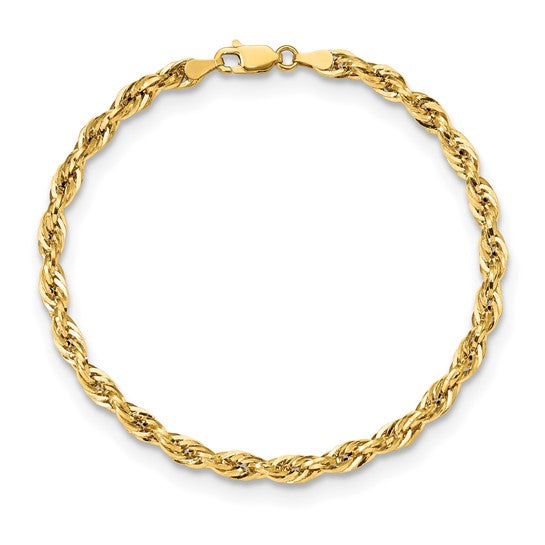 10kt Yellow Gold 4.25mm Semi-Solid Rope Chain