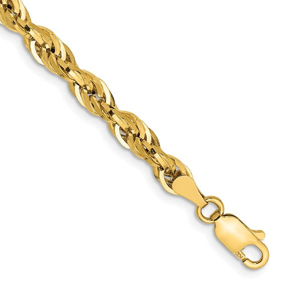 10kt Yellow Gold 4.25mm Semi-Solid Rope Chain