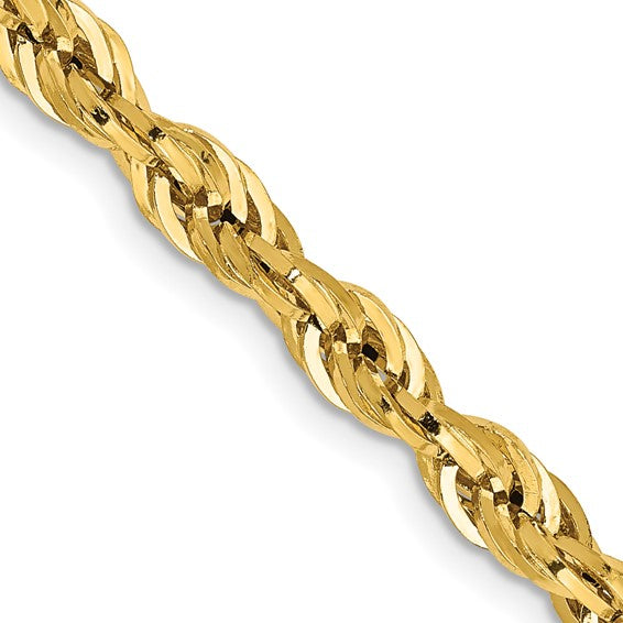 10kt Yellow Gold 4.25mm Semi-Solid Rope Chain