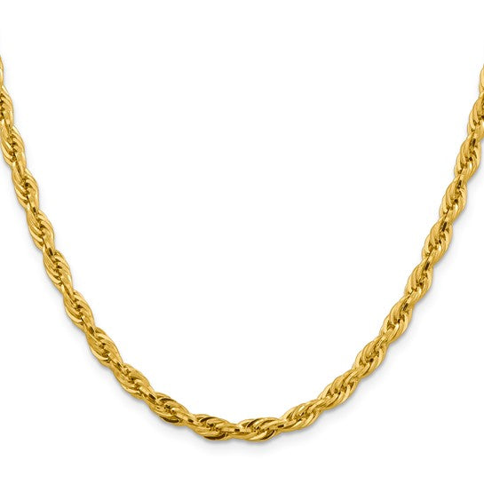 10kt Yellow Gold 4.75mm Semi-Solid Rope Chain