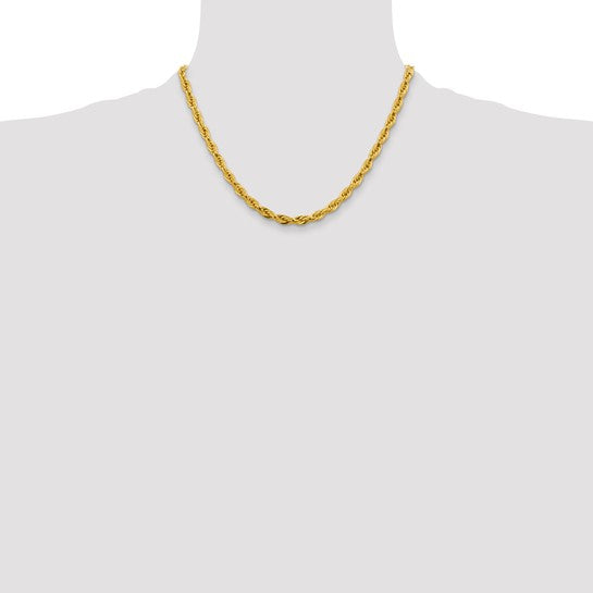 10kt Yellow Gold 4.75mm Semi-Solid Rope Chain