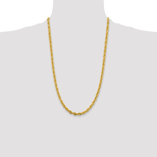 10kt Yellow Gold 4.75mm Semi-Solid Rope Chain