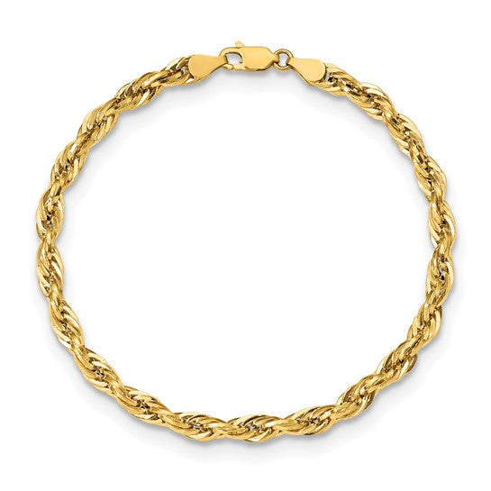 10kt Yellow Gold 4.75mm Semi-Solid Rope Chain