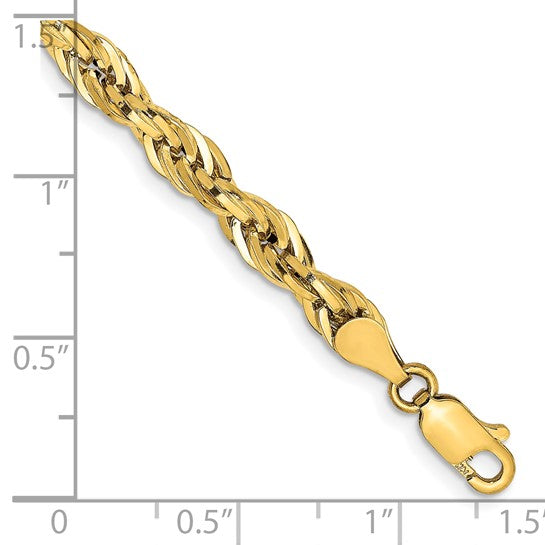 10kt Yellow Gold 4.75mm Semi-Solid Rope Chain
