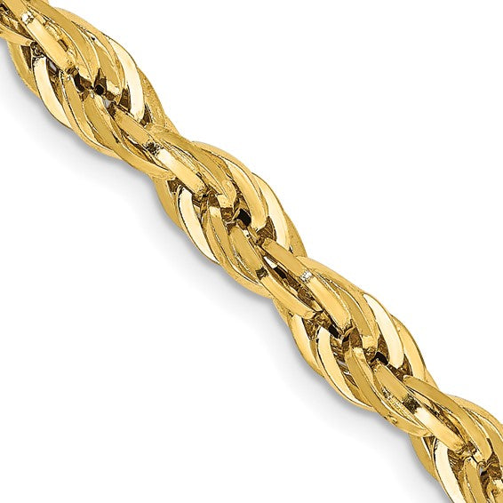 10kt Yellow Gold 4.75mm Semi-Solid Rope Chain