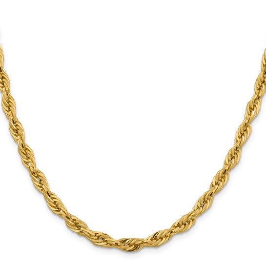 10kt Yellow Gold 5.4mm Semi-Solid Rope Chain
