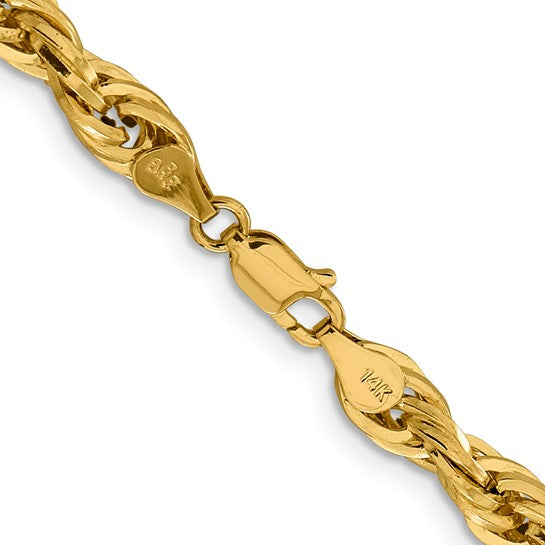 10kt Yellow Gold 5.4mm Semi-Solid Rope Chain