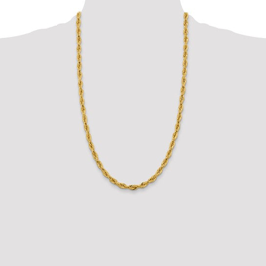 10kt Yellow Gold 5.4mm Semi-Solid Rope Chain