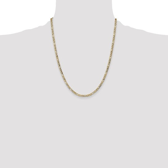 10kt Yellow Gold 22 Inch, 3.5mm Semi-Solid Figaro Chain