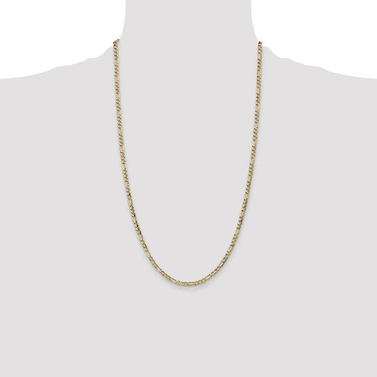 10kt Yellow Gold 3.5mm Semi-Solid Figaro Chain