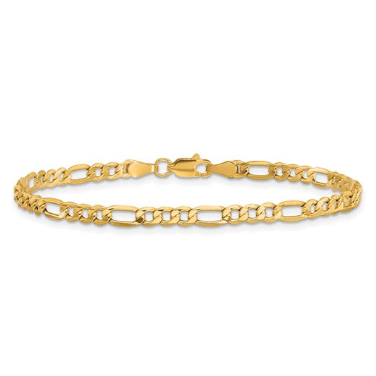 10kt Yellow Gold 3.5mm Semi-Solid Figaro Chain