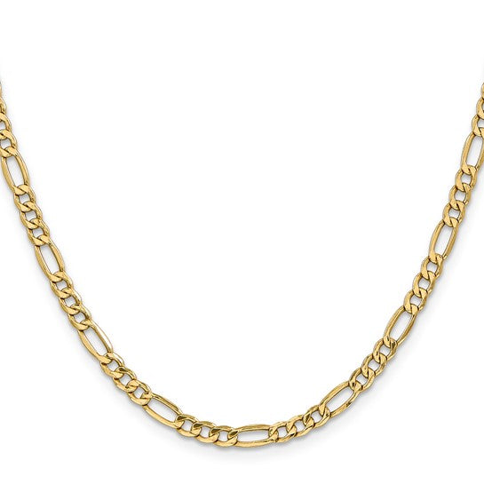 10kt Yellow Gold 4.2mm Semi-Solid Figaro Chain