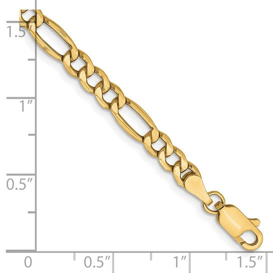 10kt Yellow Gold 4.2mm Semi-Solid Figaro Chain