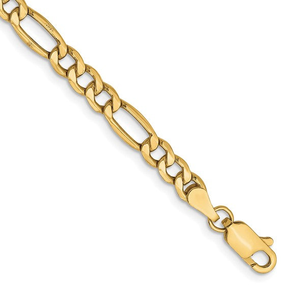 10kt Yellow Gold 4.2mm Semi-Solid Figaro Chain