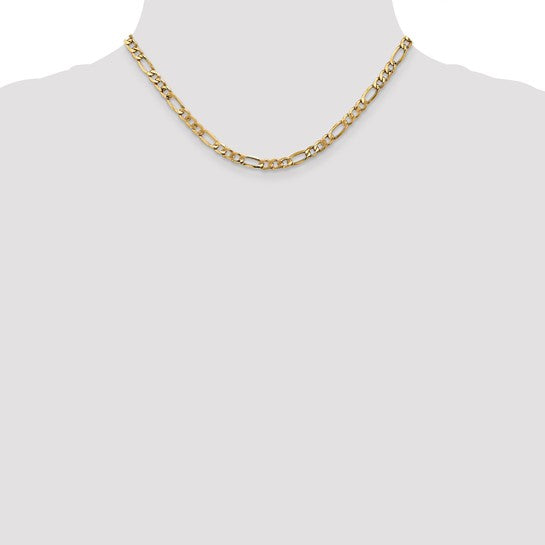 10kt Yellow Gold 5.35mm Semi-Solid Figaro Chain