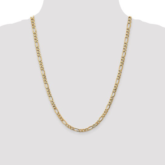 10kt Yellow Gold 5.35mm Semi-Solid Figaro Chain